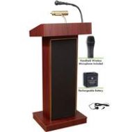 Adorama Oklahoma Sound Orator 800X Lectern, Wireless Handheld Mic & Battery, Mahogany M800X-MY/LWM-5