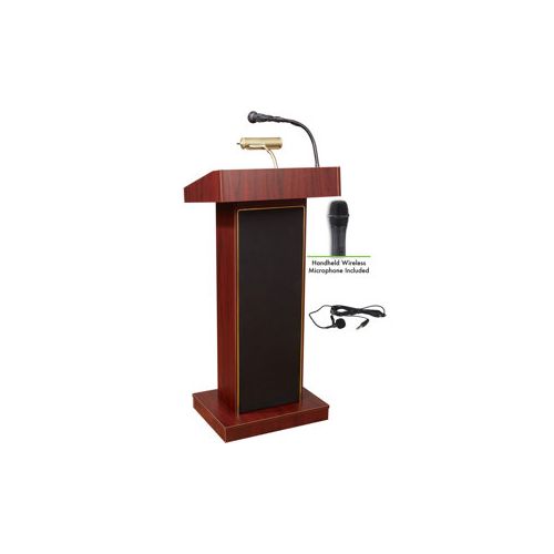  Adorama Oklahoma Sound Orator 800X Sound Lectern, Wireless Handheld Mic, Mahogany 800X-MY/LWM-5