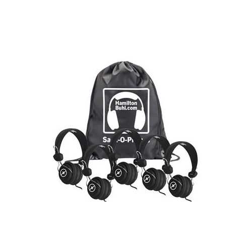  Adorama HamiltonBuhl Sack-O-Phones - 5x Favoritz Headsets, One Carry Bag, Black SOP-FVBLK