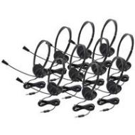 Adorama Califone 3065AVT-10L Stereo Headsets, Single 3.5mm To Go Plug, 10 Pack, Black 3065AVT-10L