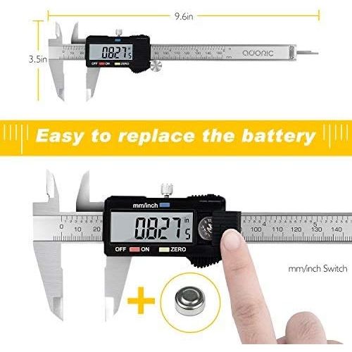  [아마존 핫딜]  [아마존핫딜]Adoric Life Digital Caliper, Adoric Electronic Digital Caliper Stainless Steel Body with Large LCD Screen | 0-6 Inches | Inch/Fractions/Millimeter Conversion