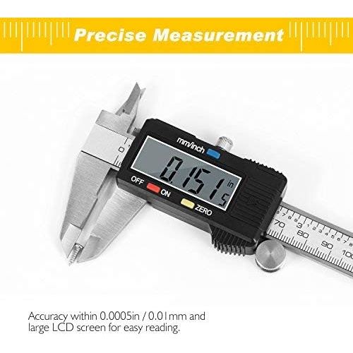  [아마존 핫딜]  [아마존핫딜]Adoric Life Digital Caliper, Adoric Electronic Digital Caliper Stainless Steel Body with Large LCD Screen | 0-6 Inches | Inch/Fractions/Millimeter Conversion