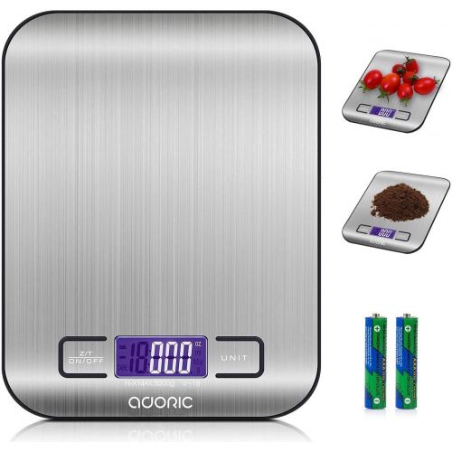  ADORIC Kitchen Scales Digital Scales Professional Electronic Scales with LCD Display Incredible Precision up to 1 g (5 kg Maximum Weight) Silver