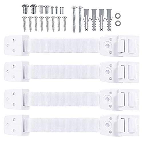  [아마존베스트]Adoric Life Adoric 4-Pack Anti-Tip Furniture Anchor / TV Straps Kits, Adjustable for All Flat Screens and Cabinets, Child/ Baby Proofing for Dresser Bookshelf, Mounting Hardware Included