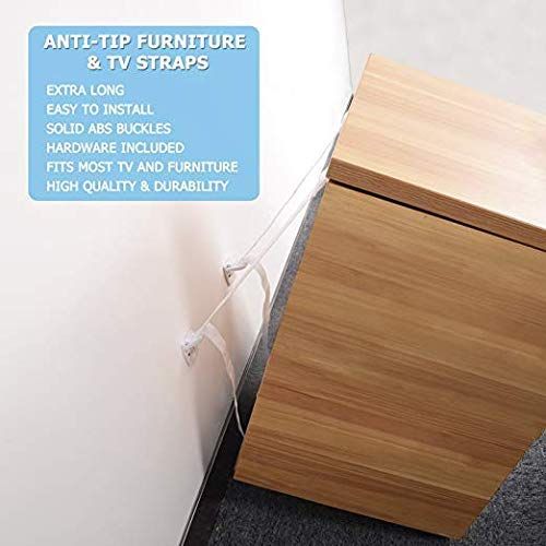  [아마존베스트]Adoric Life Adoric 4-Pack Anti-Tip Furniture Anchor / TV Straps Kits, Adjustable for All Flat Screens and Cabinets, Child/ Baby Proofing for Dresser Bookshelf, Mounting Hardware Included