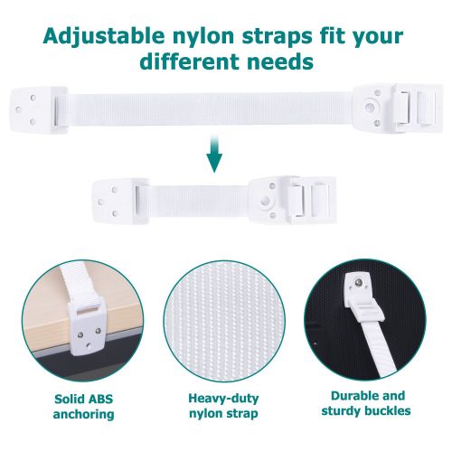  [아마존베스트]Adoric Life Adoric 4-Pack Anti-Tip Furniture Anchor / TV Straps Kits, Adjustable for All Flat Screens and Cabinets, Child/ Baby Proofing for Dresser Bookshelf, Mounting Hardware Included