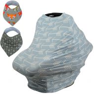 Adorology Baby Car Seat & Nursing Cover Bonus Bandana Drool Bibs & Drawstring Carry Bag Shower Gift Breathable...