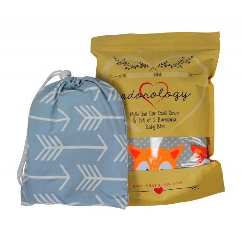  Adorology Baby Car Seat & Nursing Cover Bonus Bandana Drool Bibs & Drawstring Carry Bag Shower Gift Breathable...