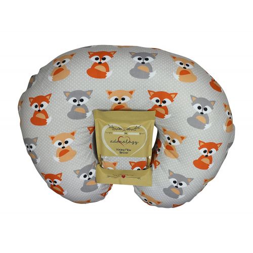  [아마존베스트]Adorology Nursing Pillow Slipcover Baby Gray Foxes Design Maternity Breastfeeding Newborn Infant Feeding Cushion Cover Case Baby Shower Gift for New Moms