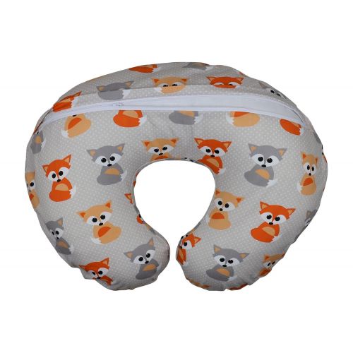  [아마존베스트]Adorology Nursing Pillow Slipcover Baby Gray Foxes Design Maternity Breastfeeding Newborn Infant Feeding Cushion Cover Case Baby Shower Gift for New Moms