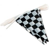 Adorox 100ft Checkered Black and White Flags Racing Kids Party Banner