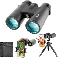 Adorrgon 12x42 HD Binoculars for Adults with Upgraded Phone Adapter, Tripod and Tripod Adapter - Large View Binoculars with Clear Low Light Vision - Waterproof Binoculars for Bird Watching