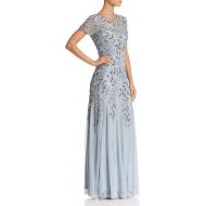 Adrianna Papell Short-Sleeve Beaded Gown