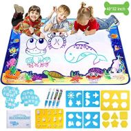 [아마존베스트]Adsoner Water Magic Mat, Aqua Drawing Magic Mat, Water Painting Doodle Mat with 4 Magic Pens Developmental Educational Toys for Toddlers Kids (40 X 32 Inches)