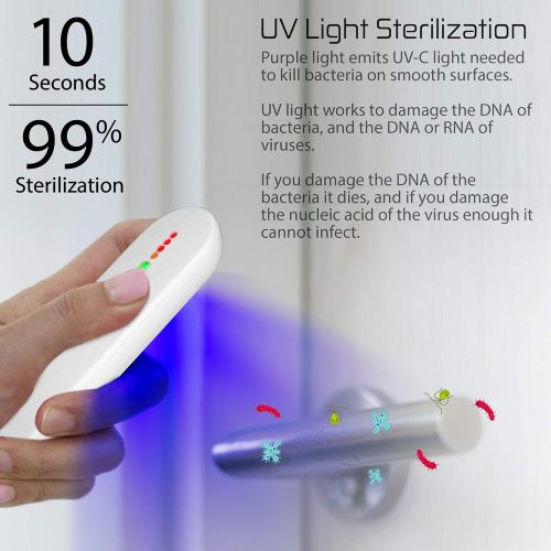  Aduro U-Clean UV Light Sanitizer Wand Portable UV-C Light Sterilizer for Home, Travel, and Office Disinfecting Tool (White)