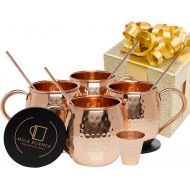 [아마존 핫딜]  [아마존핫딜]Advanced Mixology Mule Science Moscow Mule Copper Mugs - Set of 4-100% HANDCRAFTED - Pure Solid Copper Mugs 16 oz Gift Set with BONUS: Highest Quality Cocktail Copper Straws, Coasters and Shot Glass