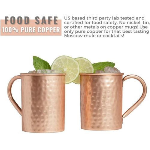  [아마존베스트]Advanced Mixology Moscow Mule Copper Mugs - 100% Pure Copper, 16 Ounce Set of 4 with 4 Artisan Hand Crafted Wooden Coasters
