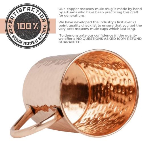  [아마존베스트]Advanced Mixology Moscow Mule Copper Mugs - 100% Pure Copper, 16 Ounce Set of 4 with 4 Artisan Hand Crafted Wooden Coasters