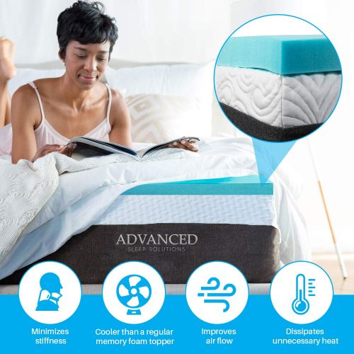  Advanced Sleep Solutions Gel Memory Foam Mattress Topper King Size, Plush 2 Inch Thick, Premium Gel-Infused Memory Foam Mattress/Bed Topper/Pad for a Cool, Conforming, and Comfortable Sleep. Made in The US