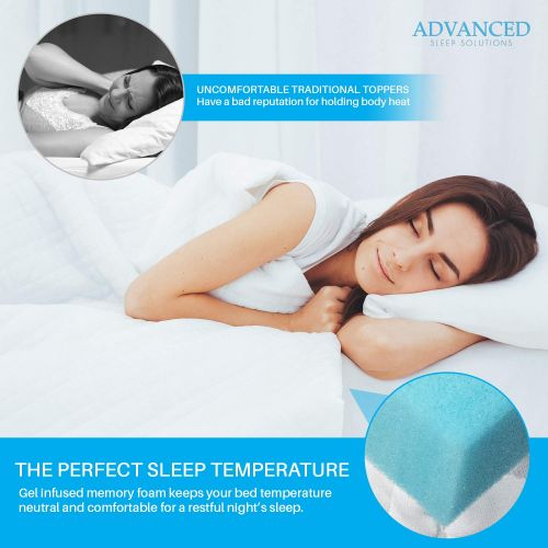  Advanced Sleep Solutions Gel Memory Foam Mattress Topper King Size, Plush 2 Inch Thick, Premium Gel-Infused Memory Foam Mattress/Bed Topper/Pad for a Cool, Conforming, and Comfortable Sleep. Made in The US