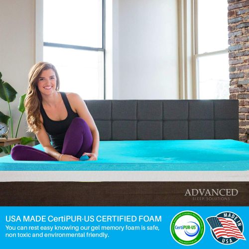  Advanced Sleep Solutions Gel Memory Foam Mattress Topper King Size, Plush 2 Inch Thick, Premium Gel-Infused Memory Foam Mattress/Bed Topper/Pad for a Cool, Conforming, and Comfortable Sleep. Made in The US