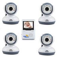 Adventurers 2.4 TFT Digital Wireless Baby Video Monitor One Camera IR Night Vision Voice Intercom Electronic Babysitter Two-way talk (Monitor with four Cameras)