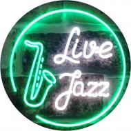 Advertising lighting ADVPRO Live Jazz Music Room Dual Color LED Neon Sign White & Green 16 x 12 st6s43-i2468-wg