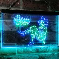 Advertising lighting ADVPRO Cowgirl Welcome to Las Vegas Beer Bar Display Dual Color LED Neon Sign Green & Blue 12 x 8.5 st6s32-i2737-gb