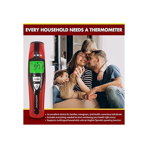  Non-Contact Speaking Thermometer - Advocate Temperature Thermometer for Adults, Kids, and Infants - Digital Infrared Forehead Thermometer, Temperature Gun Used as Adult or Baby