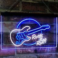 AdvpPro ADVPRO Rock & Roll Electric Guitar Band Room Music Dual Color LED Neon Sign White & Blue 12 x 8.5 st6s32-i2303-wb