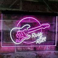 AdvpPro ADVPRO Rock & Roll Electric Guitar Band Room Music Dual Color LED Neon Sign White & Purple 16 x 12 st6s43-i2303-wp