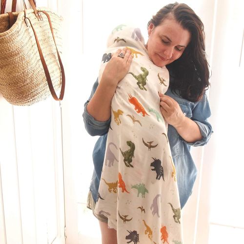  Aenne Baby Muslin Baby Swaddle Blanket Dinosaur Dino Print, Baby Shower Gifts, Luxurious, Soft and...