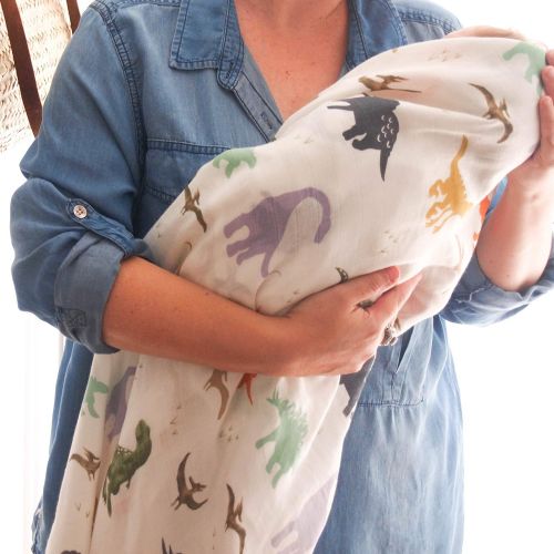  Aenne Baby Muslin Baby Swaddle Blanket Dinosaur Dino Print, Baby Shower Gifts, Luxurious, Soft and...