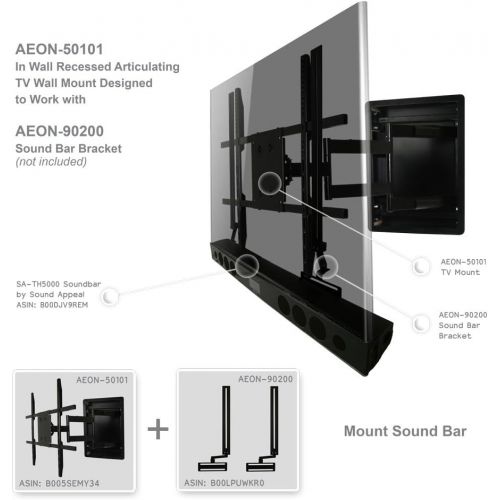  Aeon Stands and Mounts In Wall TV Mount, Recessed Articulating In Wall TV Mount for 42 to 80 Inch TVs LCD, LED, or Plasma - Extends 28 Inches