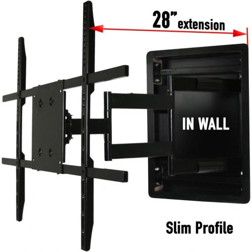  Aeon Stands and Mounts In Wall TV Mount, Recessed Articulating In Wall TV Mount for 42 to 80 Inch TVs LCD, LED, or Plasma - Extends 28 Inches