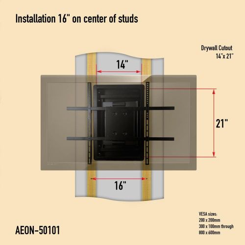  Aeon Stands and Mounts In Wall TV Mount, Recessed Articulating In Wall TV Mount for 42 to 80 Inch TVs LCD, LED, or Plasma - Extends 28 Inches