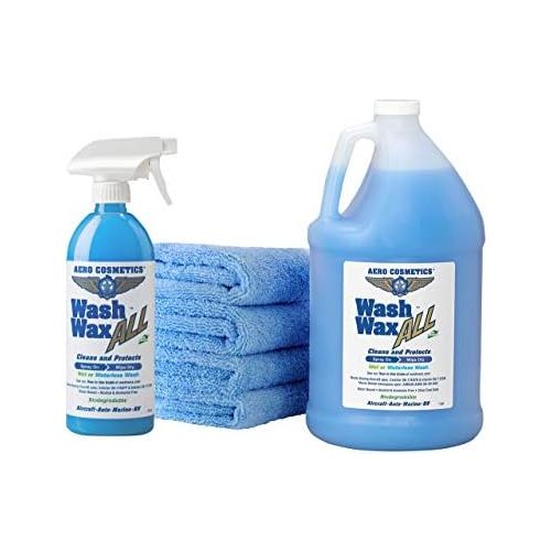  Aero Cosmetics Wet or Waterless Car Wash Wax Kit 144 Ounces. Aircraft Quality for Your Car, RV, Boat, Motorcycle. The Best Wash Wax. Anywhere, Anytime, Home, Office, School, Garage, Parking Lots.