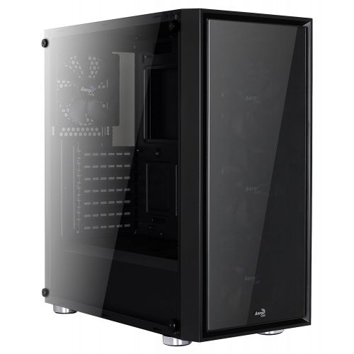  AeroCool Quartz-Blue Front and Side Tempered Glass Mid Tower Case, Black