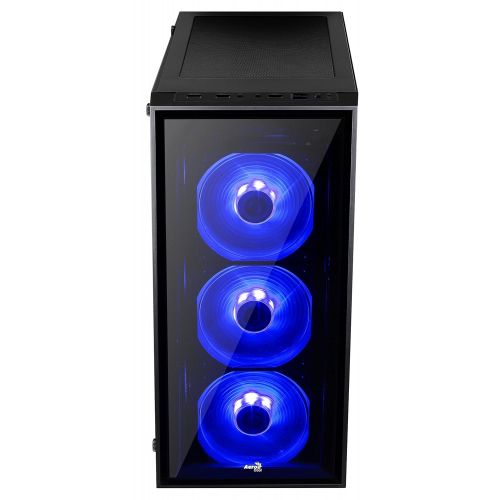  AeroCool Quartz-Blue Front and Side Tempered Glass Mid Tower Case, Black