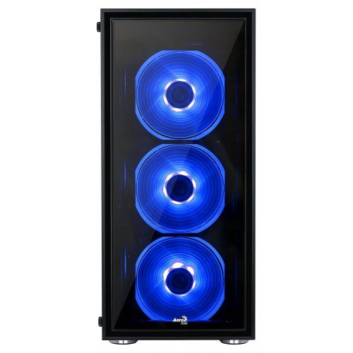  AeroCool Quartz-Blue Front and Side Tempered Glass Mid Tower Case, Black