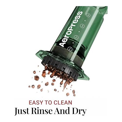  AeroPress Clear Green Coffee Press - 3 In 1 Brew Method Combines French Press, Espresso-style, Full Bodied Coffee Without Grit or Bitterness, Small Portable Coffee Maker for Camping & Travel, Green