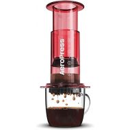 AeroPress Clear Red Coffee Press - 3 In 1 Brew Method Combines French Press, Pourover, Espresso, Full Bodied Coffee Without Grit or Bitterness, Small Portable Coffee Maker for Camping & Travel, Red