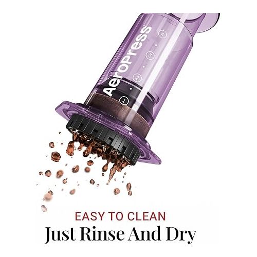  AeroPress Clear Purple Coffee Press - 3 In 1 Brew Method Combines French Press, Espresso, Full Bodied Coffee Without Grit or Bitterness, Small Portable Coffee Maker for Camping & Travel, Purple