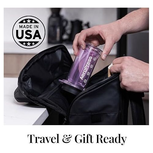  AeroPress Clear Purple Coffee Press - 3 In 1 Brew Method Combines French Press, Espresso, Full Bodied Coffee Without Grit or Bitterness, Small Portable Coffee Maker for Camping & Travel, Purple