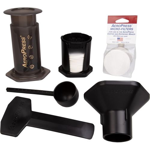  [아마존베스트]AeroPress Coffee and Espresso Maker with Tote Bag and 350 Additional Filters - Quickly Makes Delicious Coffee without Bitterness - 1 to 3 Cups Per Press