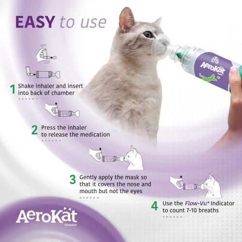  [무료배송] 에어로켓 고양이 천식 흡입기 호흡기 AEROKAT Feline Aerosol Chamber Inhaler Spacer for Cats and Kittens with Exclusive FLOW-VU Indicator