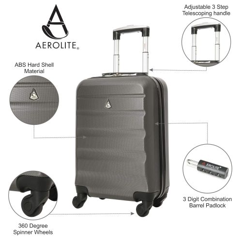  Aerolite 22x14x9” Maximum Airline Size Hard Shell Spinner Carry On Suitcase