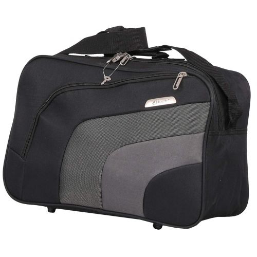  Aerolite 21” Carry On Ultra Lightweight Spinner Suitcase & Flight Bag Under Seat Shoulder Bag Set (Black)