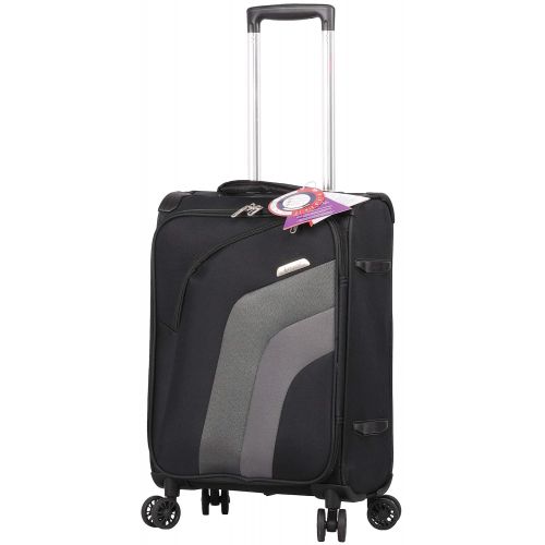  Aerolite 21” Carry On Ultra Lightweight Spinner Suitcase & Flight Bag Under Seat Shoulder Bag Set (Black)