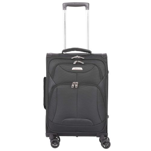  Aerolite 21” Inch Carry On Lightweight 4 Wheel Spinner Suitcase & 16” Under Seat Bag Set (Black)